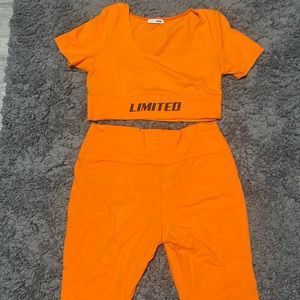 Two piece shorts sets orange